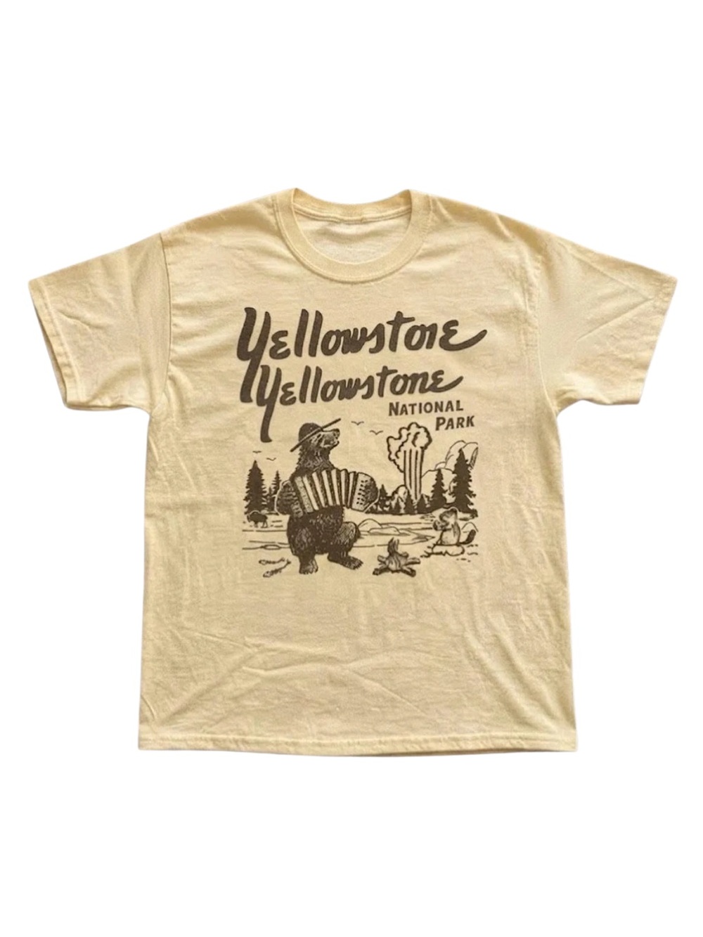 Gildan Yellowstone National Park Cream Graphic Tee